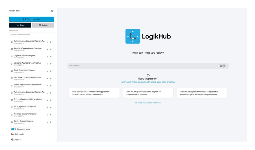 LogikHub home page, light mode.